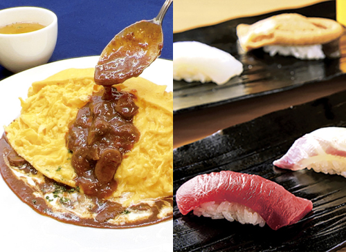 6月9日（日）選べるフェア！西洋料理「ふわとろオムライス」or 日本料理「握り寿司」