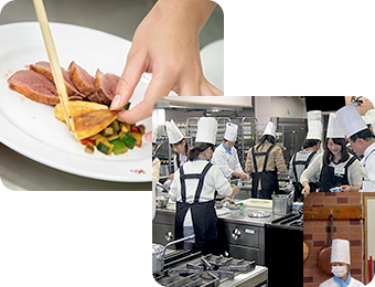 調理マイスター科・調理師科の調理実習の様子